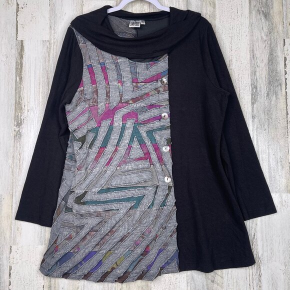 Parsley & Sage Tops - Parsley & Sage Art-to-Wear‎ Blouse Women's Large Colorful Art Print Shirt